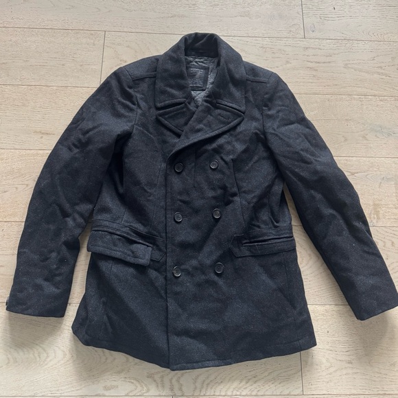 All Saints Mens Pea Coat Size 40 gray/ Black - Picture 1 of 6